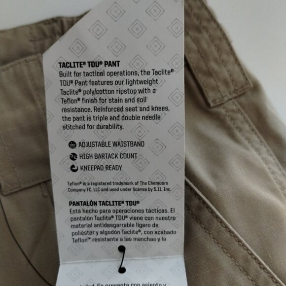5.11 Tactical Pants Mens 42 Beige Taclite TDU Ripstop NEW - Picture 4 of 10